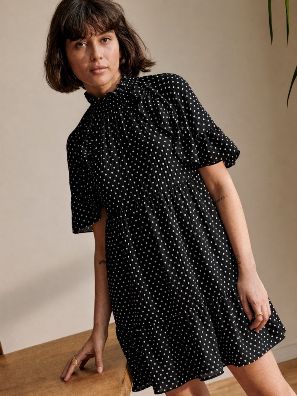 Sezane Ninon Dress - Black Polka Dots
